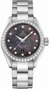 Omega Grey Mother Of Pearl Dial Stainless Steel Band Watch #231.15.34.20.57.001 (Men Watch)