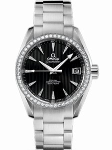 Omega 38.5mm Automatic Chronometer Aqua Terra Jewellery Black Dial Stainless Steel Case, Diamonds With Stainless Steel Bracelet Watch (Men Watch)