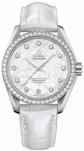 Omega Seamaster Aqua Terra 150M Master Co-Axial Diamond White Leather Watch# 231.18.39.21.55.001 (Women Watch)