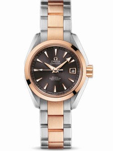 Omega 30mm Automatic Chronometer Aqua Terra Teak Gray Dial Rose Gold Case With Rose Gold And Stainless Steel Bracelet Watch #231.20.30.20.06.001 (Women Watch)