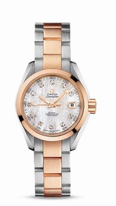 Omega Seamaster Aqua Terra Co-Axial Automatic White Mother of Pearl Diamond Dial 18k Rose Gold and Stainless Steel Bracelet Watch# 231.20.30.20.55.001 (Women Watch)