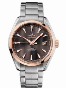 Omega 41.5mm Chronometer Aqua Terra Teak Gray Dial Rose Gold Case With Stainless Steel Bracelet Watch #231.20.42.21.06.002 (Men Watch)