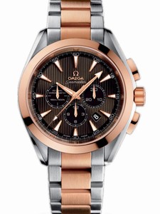 Omega 44mm Automatic Chronometer Aqua Terra Chronograph Teak Gray Dial Rose Gold Case With Rose Gold And Stainless Steel Bracelet Watch #231.20.44.50.06.001 (Men Watch)