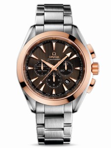 Omega 44mm Automatic Chronometer Aqua Terra Chronograph Teak Gray Dial Rose Gold Case With Stainless Steel Bracelet Watch #231.20.44.50.06.002 (Men Watch)