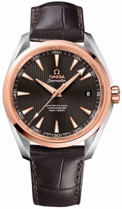 Omega Seamaster Aqua Terra Master Co-Axial automatic Chronometer Date 18k Rose Gold Bezel Brown Leather Watch# 231.23.42.21.06.003 (Men Watch)