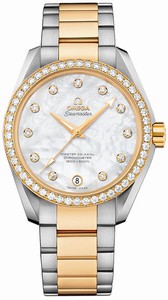 Omega Seamaster Aqua Terra Master Co-Axial Automatic Chronometer Mother of Pearl Diamond Dial Diamond Bezel 18k Yellow Gold and Stainless Steel (38.5mm) Watch# 231.25.39.21.55.002 (Women Watch)