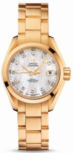 Omega Automatic White Mother Of Pearl Dial Yellow Gold Case And Bracelet Watch #231.50.30.20.55.001 (Women Watch)