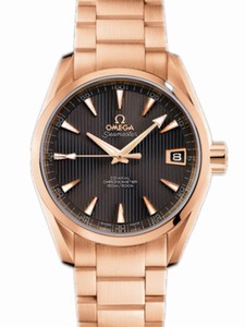 Omega 38.5mm Automatic Chronometer Aqua Terra Mid Size Teak Gray Dial Rose Gold Case With Rose Gold Bracelet Watch #231.50.39.21.06.001 (Men Watch)