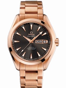 Omega 43mm Automatic Chronometer Aqua Terra Annual Calendar Teak Gray Dial Rose Gold Case With Rose Gold Bracelet Watch #231.50.43.22.06.001 (Men Watch)