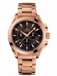 Omega 44mm Automatic Chronometer Aqua Terra Chronograph Teak Gray Dial Rose Gold Case With Rose Gold Bracelet Watch #231.50.44.50.06.001 (Men Watch)