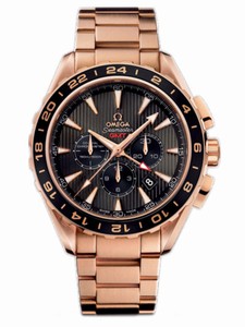 Omega 44mm Automatic Chronometer Aqua Terra Chronograph Teak Gray Dial Rose Gold Case With Rose Gold Bracelet Watch #231.50.44.52.06.001 (Men Watch)