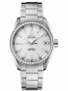 Omega 38.5mm Automatic Chronometer Aqua Terra Jewellery Teak Gray Dial White Gold Case, Diamonds With White Gold Bracelet Watch #231.55.39.21.52.001 (Women Watch)