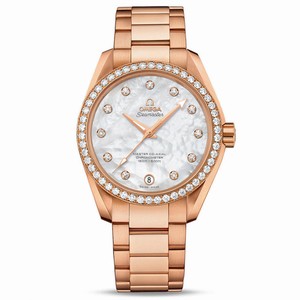 OmegaWhite Mother of Pearl Diamond Dial 18k Rose Gold Watch# 231.55.39.21.55.001 (Women Watch)