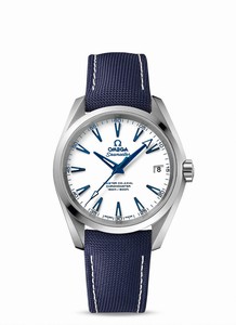 Omega Seamaster Aqua Terra Master Co-Axial Chronometer White Dial Date Blue Fabric Watch# 231.92.39.21.04.001 (Men Watch)