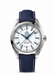 Omega Seamaster Master Co-Axial Chronometer GMT White Dial Date Blue Fabric Watch# 231.92.43.22.04.001 (Men Watch)