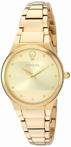 Invicta Gold Dial Stainless Steel Band Watch #23277 (Women Watch)