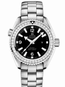 Omega 37.5mm Auto Chronometer Planet Ocean Black Dial Stainless Steel Case, Diamonds On Hour Indices With Stainless Steel Bracelet Watch #232.15.38.20.01.001 (Men Watch)