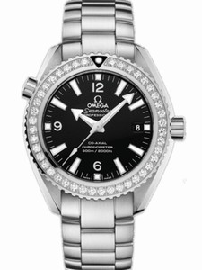 Omega 42mm Automatic Chronometer Planet Ocean Black Dial Stainless Steel Case, Diamonds With Stainless Steel Bracelet Watch #232.15.42.21.01.001 (Men Watch)