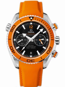 Omega 45.5mm Automatic Chronometer Planet Ocean Chrono Black Dial Stainless Steel Case With Orange Rubber Strap Watch #232.32.46.51.01.001 (Men Watch)