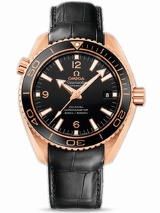 Omega 42mm Automatic Chronometer Planet Ocean Black Dial Rose Gold Case With Black Leather Strap Watch #232.63.42.21.01.001 (Men Watch)