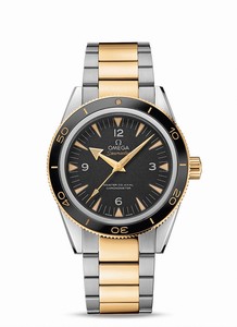 Omega Seamaster Master Co-Axial Chronometer Black Dial Stainless Steel and 18k Yellow Gold Bracelet Watch# 233.20.41.21.01.002 (Men Watch)