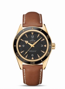 Omega Seamaster Master Co-Axial Chronometer 18k Yellow Gold Case Brown Leather Watch# 233.62.41.21.01.001 (Men Watch)