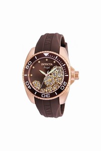 Invicta Brown (crystal-set Floral) Dial Uni-directional Rotating Rose Gold-plated Band Watch #23489 (Men Watch)