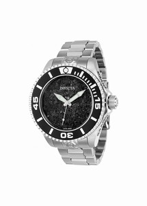 Invicta Black Lava Stone Dial Uni-directional Rotating Stainless Steel Band Watch #23577 (Men Watch)