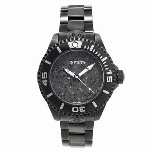 Invicta Black Lava Dial Uni-directional Rotating Black Ion-plated Band Watch #23579 (Men Watch)