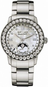 Blancpain Automatic 18kt White Gold Mother Of Pearl Dial Stainless Steel Polished Band Watch #2360-1991A-75 (Women Watch)