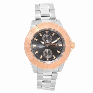 Invicta Charcoal Dial Uni-directional Rotating Rose Gold-plated Band Watch #23641 (Men Watch)