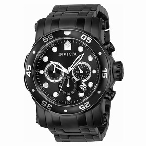 Invicta Black Dial Uni-directional Rotating Black Ion-plated Band Watch #23654 (Men Watch)