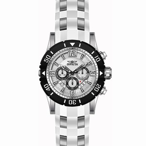 Invicta White Dial Uni-directional Rotating Band Watch #23697 (Men Watch)