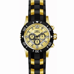 Invicta Gold Dial Uni-directional Rotating Band Watch #23705 (Men Watch)