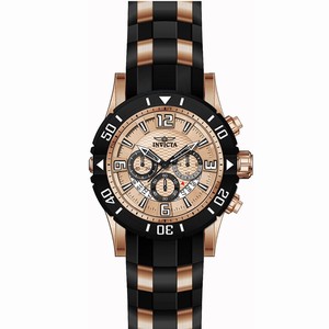 Invicta Rose Dial Uni-directional Rotating Black Pvd Band Watch #23708 (Men Watch)