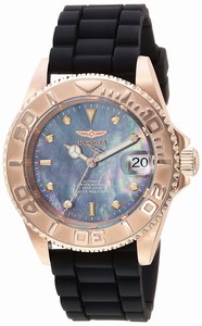 Invicta Pro Diver Automatic Mother of Pearl Dial Date Black Silicone Watch # 23715 (Men Watch)
