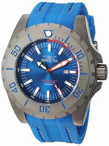 Invicta Quartz Analog Date Titanium Case Blue Polyurethane Watch # 23743 (Men Watch)