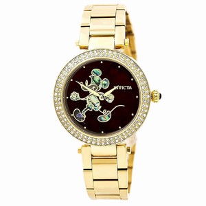 Invicta Black Enamel Dial Fixed Gold-plated Crystal-set Band Watch #23789 (Women Watch)