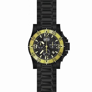 Invicta Black Dial Uni-directional Rotating Yellow Gold-plated Band Watch #23906 (Men Watch)