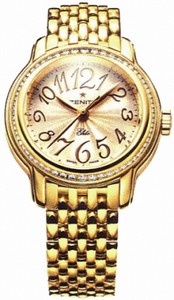 Zenith Automatic Beige With Arabic Numeral Guilloche Dial Polished 18kt Yellow Gold Band Watch #23.1220.67/41.M1220 (Women Watch)