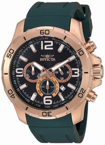 Invicta Pro Diver Quartz Chronograph Date Green Polyurethane Watch # 24009 (Men Watch)