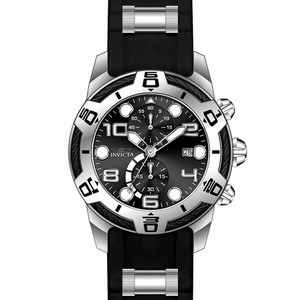 Invicta Quartz Black Dial Chronograph Date Black Silicone Watch # 24215 (Men Watch)