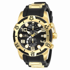 Invicta Black Dial Fixed Yellow Gold-plated Band Watch #24218 (Men Watch)