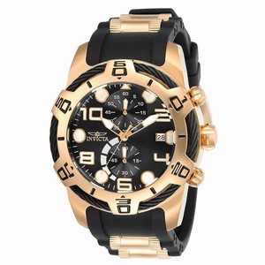 Invicta Black Dial Fixed Rose Gold-plated Band Watch #24219 (Men Watch)