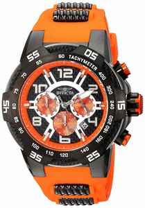 Invicta Black Carbon Fiber And Orange Quartz Watch #24235 (Men Watch)