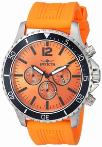 Invicta Pro Diver Quartz Chronograph Orange Polyurethane Watch # 24390 (Men Watch)