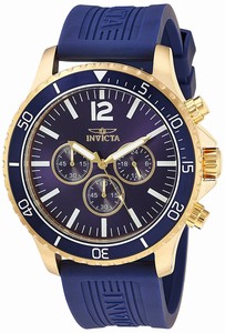 Invicta Pro Diver Blue Dial Chronograph Blue Polyurethane Watch # 24392 (Men Watch)