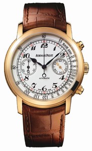 Audemars Piguet Automatic 18kt Rose Gold White Chronograph Dial Brown Crocodile Leather Band Watch #26100OR.OO.D088CR.01 (Men Watch)