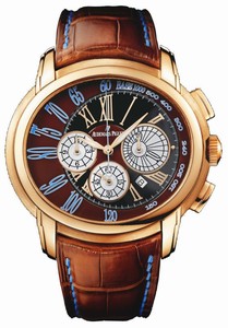Audemars Piguet Automatic 18kt Rose Gold Brown Chronograph Dial Brown Crocodile Leather Band Watch #26145OR.OO.D095CR.01 (Men Watch)