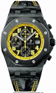 Audemars Piguet Automatic Forged Carbon Black Chronograph Dial Black Crocodile Leather Band Watch #26176FO.OO.D101CR.02 (Men Watch)